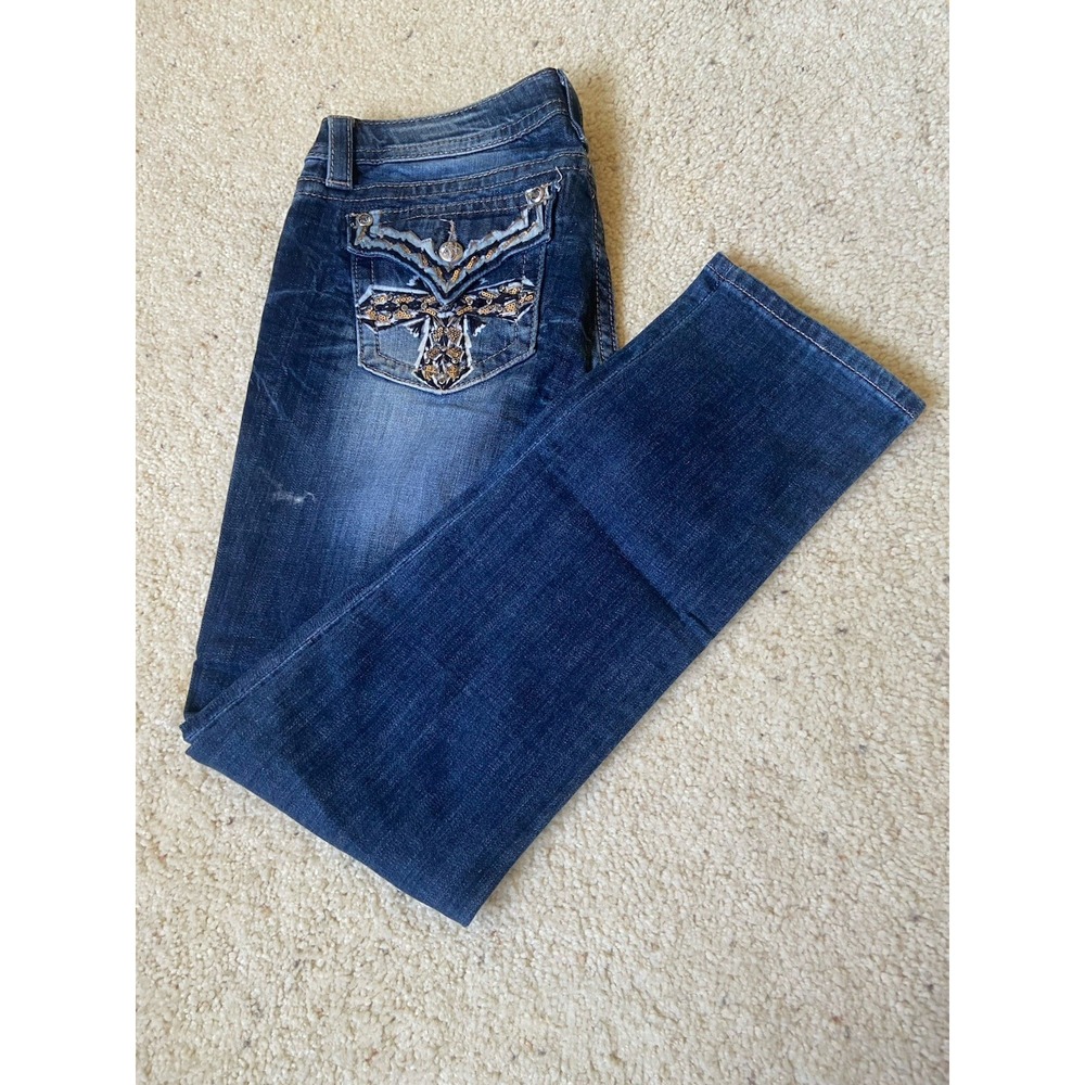 Women's Miss Me Factory Faded Signature Skinny Jeans With Fancy Pockets-Size 31‎